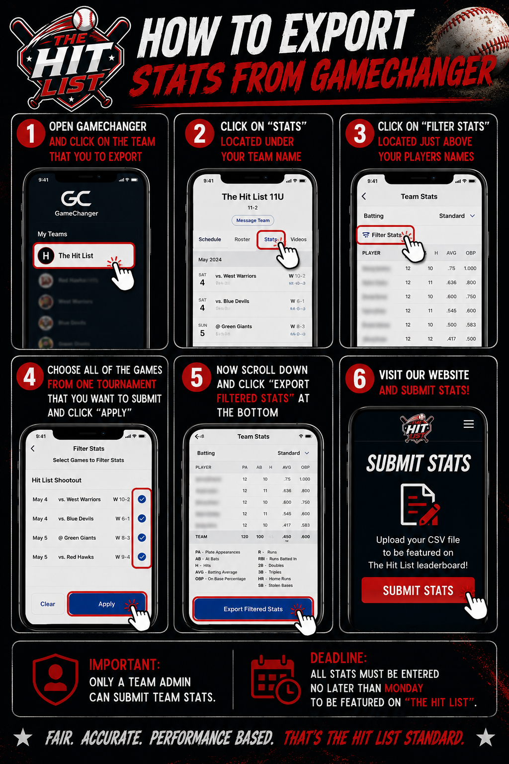 How to export GameChanger stats